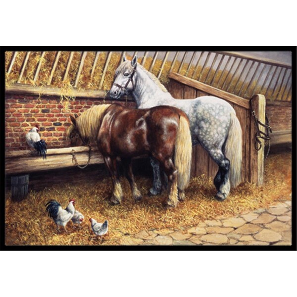 Jensendistributionservices Horses Eating with the Chickens Indoor or Outdoor Mat, 18 x 27 MI2557300 - main